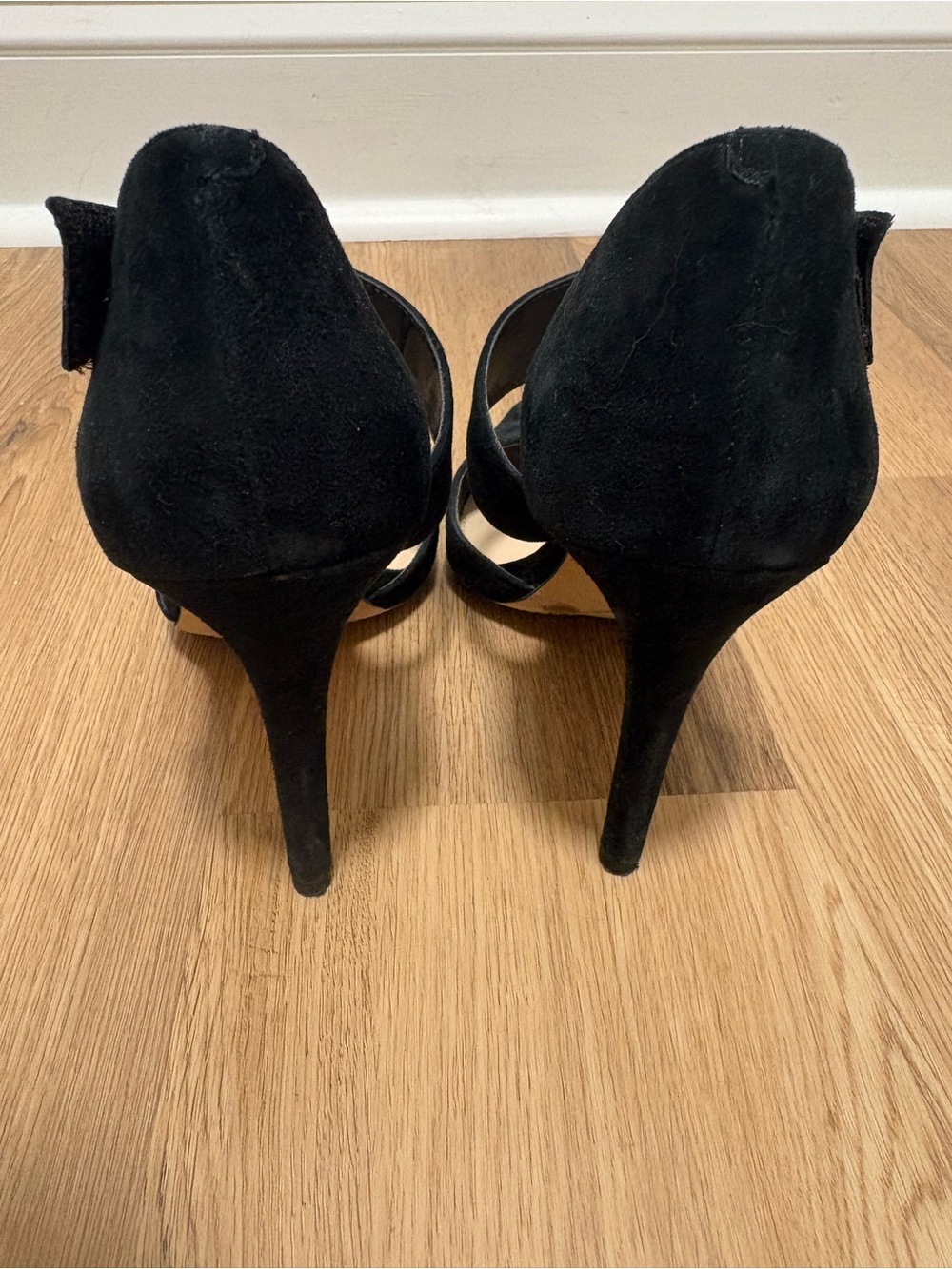 Vince Camuto Black Pointed Toe Ankle Strap Suede Pumps - Picture 3 of 5